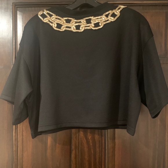 Moschino x H&M Sweater Crop Top Gold Chain Appliqué H&Moschino - Picture 4 of 8